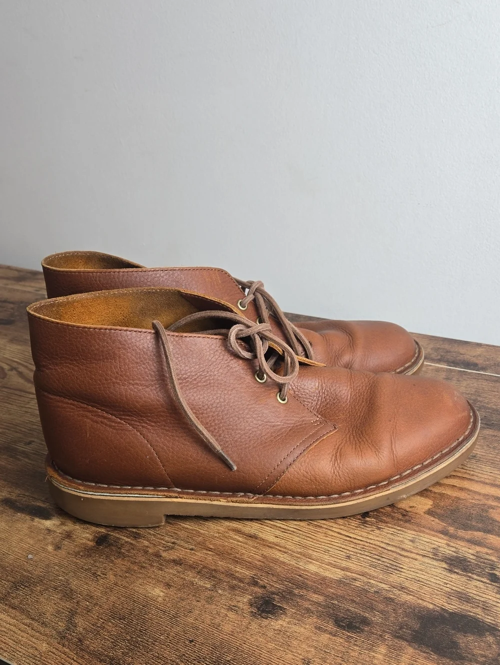Clarks Men's Bushacre 3 Tan Leather Lace-Up Desert Chukka Boots Sz 10 Euro Boho